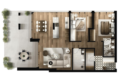 FOLEJA LIVING, Penthouse ne shitje, Objekti  3D-A32, 163.35 m2