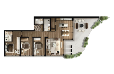 FOLEJA LIVING, Penthouse ne shitje, Objekti 3D B06, 211.82 m2