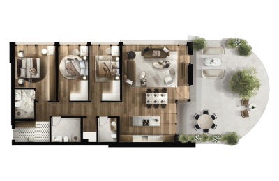 FOLEJA LIVING, Penthouse ne shitje, Objekti 3D B14, 206.18 m2