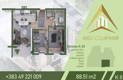 ARSI COMPANY Banese ne shitje, A-23, 88.51m2