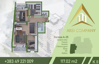 ARSI COMPANY Banese ne shitje, A-25, 117.02m2