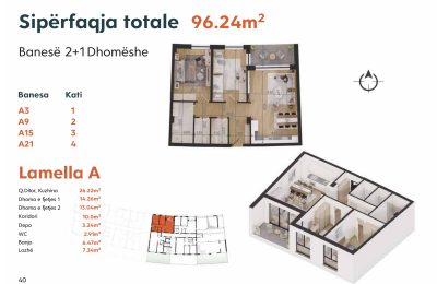 Kompleksi "Izmiri" Lamela A3, 9, 15, 21, 96.24 m2