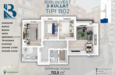 Kompleksi "3 KULLAT " B02 112.5 m2