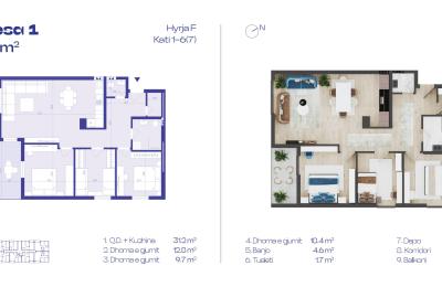 Banesa 1, Hyrja E&F, Kati 1-10, 102.3m2