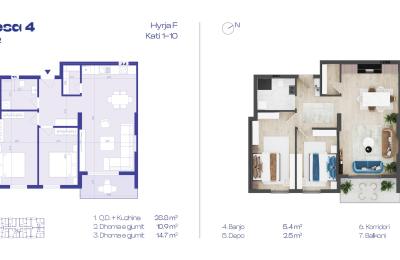 Banesa 4, Hyrja F, Kati 1-10, 87m2