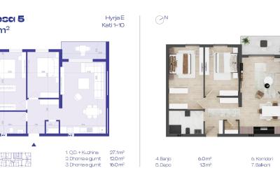 Banesa 5, Hyrja E, Kati 1-10, 87.9m2
