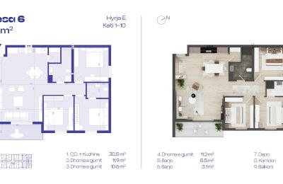 Banesa 6, Hyrja E, Kati 1-10, 107.9m2