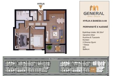 Banesa në Shitje –Objekti III, HYRJA A BANESA A-04  | General Immo Group