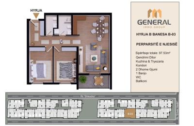 Banesa në Shitje –Objekti III, HYRJA B- BANESA B-02  | General Immo Group