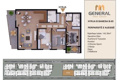 Banesa në Shitje –Objekti III, HYRJA B- BANESA B-05  | General Immo Group