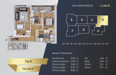 Kompleksi Royal Residence, shitet Banesa BLLOKU 1, TIP B, 112.29m2