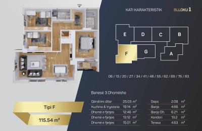 Kompleksi Royal Residence, shitet Banesa BLLOKU 1, TIP F, 115.54m2