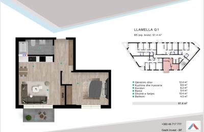 Banesa në shitje ne Lipjan, Llamella G1, B5, 61.4m2