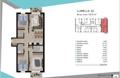 Banesa në shitje ne Lipjan, Llamella G2, B4, 130.57m2