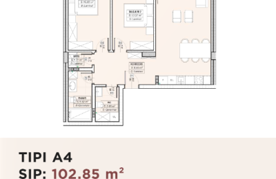 Banesë për shitje në Kompleksin HAB 16 & 17, Hyrja A, Tip A4, 102.85m2