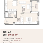 Banesë për shitje në Kompleksin HAB 16 & 17, Hyrja A, Tip A6, 69.66m2