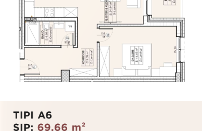 Banesë për shitje në Kompleksin HAB 16 & 17, Hyrja A, Tip A6, 69.66m2