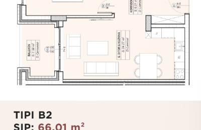 Banesë për shitje në Kompleksin HAB 16 & 17, Hyrja B, Tip B2, 66.01m2