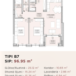 Banesë për shitje në Kompleksin HAB 16 & 17, Hyrja B, Tip B6, 96.47m2