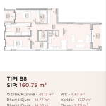 Banesë për shitje në Kompleksin HAB 16 & 17, Hyrja B, Tip B8, 160.75m2