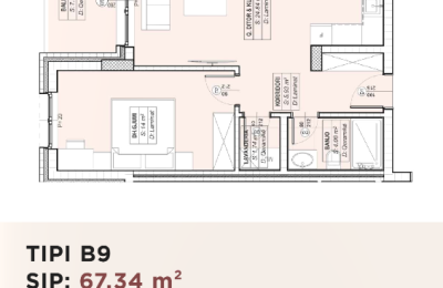 Banesë për shitje në Kompleksin HAB 16 & 17, Hyrja B, Tip B5, 66.01m2