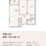 Banesë për shitje në Kompleksin HAB 16 & 17, Hyrja C, Tip C7, 103.86m2