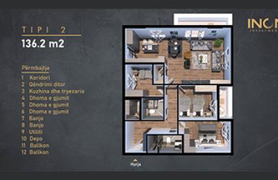 Banesë ne shitje, Kompleksi INON 2 Tip 2, 136.2m2
