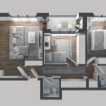 Park Residence PODUJEVE Objekti 1 Tip 1, 89.55m2 kati 4-6