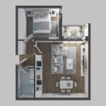 Park Residence PODUJEVE Objekti 1 Tip 3 63.97m² kati 4-5