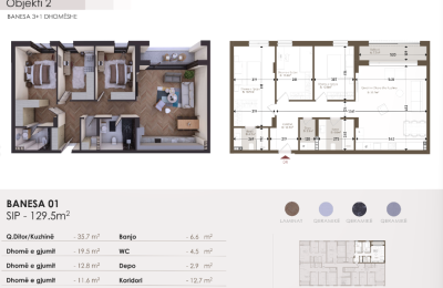 Banesë në shitje në Kompleksin HAB 18, Objekti 2, B05, 129.5m2
