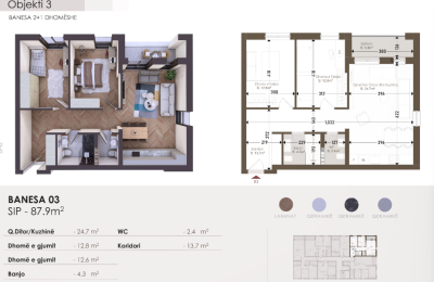 Banesë në shitje në Kompleksin HAB 18, Objekti 3, B03, 87.9m2