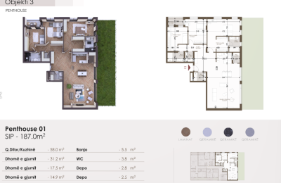 Penthouse për shitje në Kompleksin HAB 18, Objekti 3, P01, 187m2