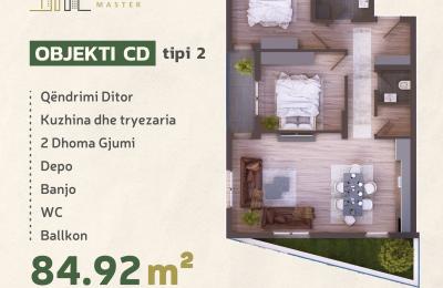 KOMPLEKSI URTINA, OBJEKTI CD Tip 2,  84.92m2 + Terasë 6.0m2