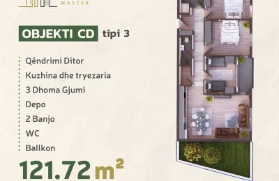 KOMPLEKSI URTINA, OBJEKTI CD Tip 3,  121.72m2 + Terasë 18.34m2