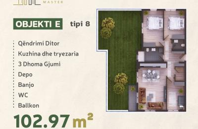 KOMPLEKSI URTINA, OBJEKTI E Tip 8, 102.97m2 + Terasë 67.17m2