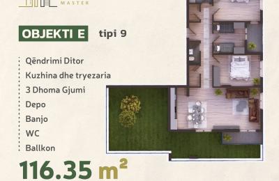 KOMPLEKSI URTINA, OBJEKTI E Tip 9, 116.35m2 + Terasë 50.71m2
