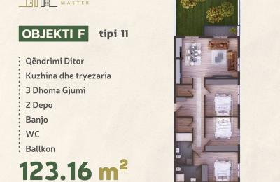 KOMPLEKSI URTINA, OBJEKTI F Tip 11, 123.16m2 + terasë 36.58m2
