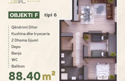 KOMPLEKSI URTINA, OBJEKTI F Tip 6, 88.40m2