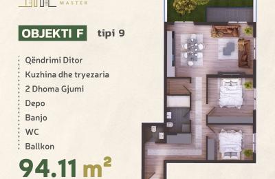 KOMPLEKSI URTINA, OBJEKTI F Tip 9, 94.11m2 + terasë 21.0m2
