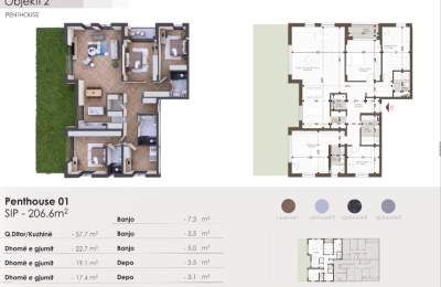 Penthouse për shitje në Kompleksin HAB 18, Objekti 2, P01, 206.6m2