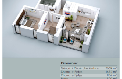 Banesë në shitje, VV TOWER, Apartmenti 01, Tip 2+1, 90.98m2, kati 2
