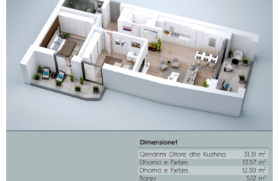 Banesë në shitje, VV TOWER, Apartmenti 02, Tip 2+1, 103.95m2, kati 2