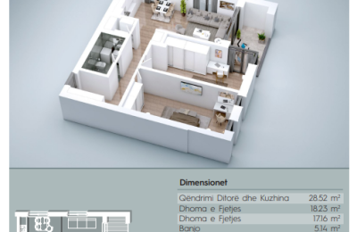 Banesë në shitje, VV TOWER, Apartmenti 11, Tip 2+1, 103.65m2, kati 3,4,5,6,7