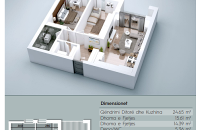 Banesë në shitje, VV TOWER, Apartmenti 15, Tip 2+1, 87.69m2, kati 3,4,6