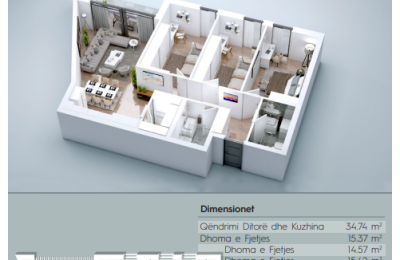 Banesë në shitje, VV TOWER, Apartmenti 16, Tip 3+1, 128.05m2, kati 3,5,7