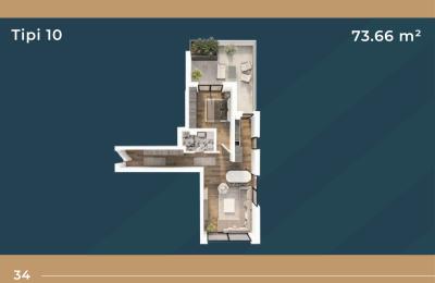 KORAL TOWER II, Banesë ne shitje TIP 10, 73.66m2