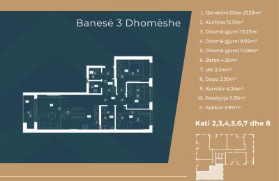 KORAL TOWER II, Banesë ne shitje TIP 3, 108.36m2