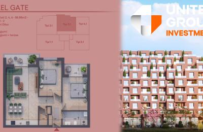 Banesë në shitje, Pixel GATE, Blloku 2, Tip 3.1, Kati 2, 4, 6 - 88.88m2