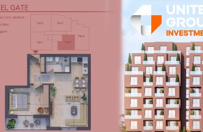 Banesë në shitje, Pixel GATE, Tip 5, kati 1, 3, 5, - 62.32m2