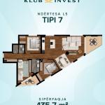 Ofrohet banesë për shitje, KLUB INVEST, ndërtesa L5, Tip 07, 135.7m2